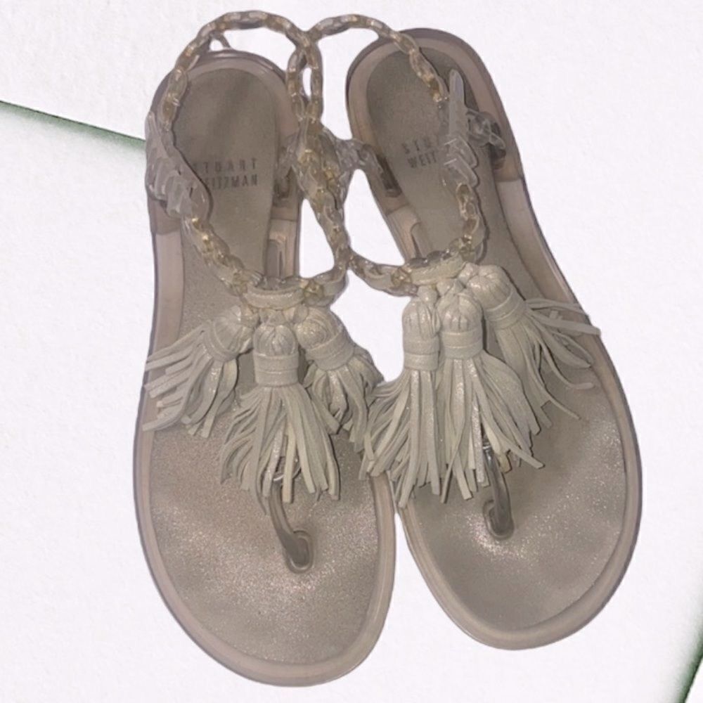 Stuart Weitzman Sandals Jelly & Gray Leather Sandals Size 38 US 7.5 AUTHENTIC